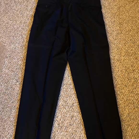 Rafael Mens Classic Fit Solid Black Flat Wool Dress Pants - Picture 2 of 7